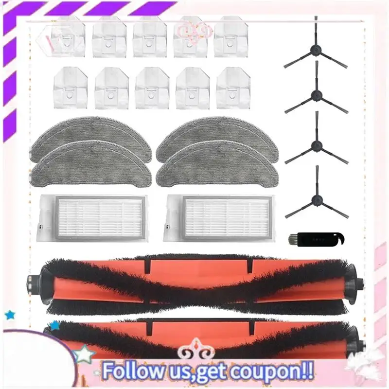 

A50F-для Xiaomi Roidmi EVE Plus робот-пылесос основная боковая щетка HEPA-фильтр швабры тряпки мешки для пыли аксессуары