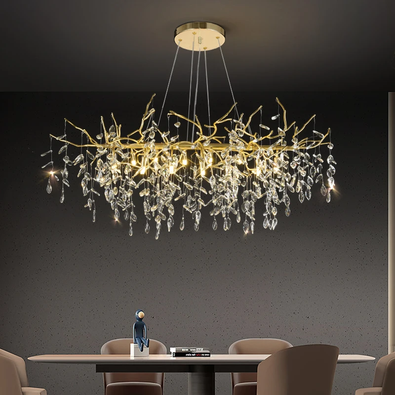 Imagem -05 - Lustre de Cristal de Teto de Ouro em Forma de Ramo Modern Sala Interior Hall American Luxury Home