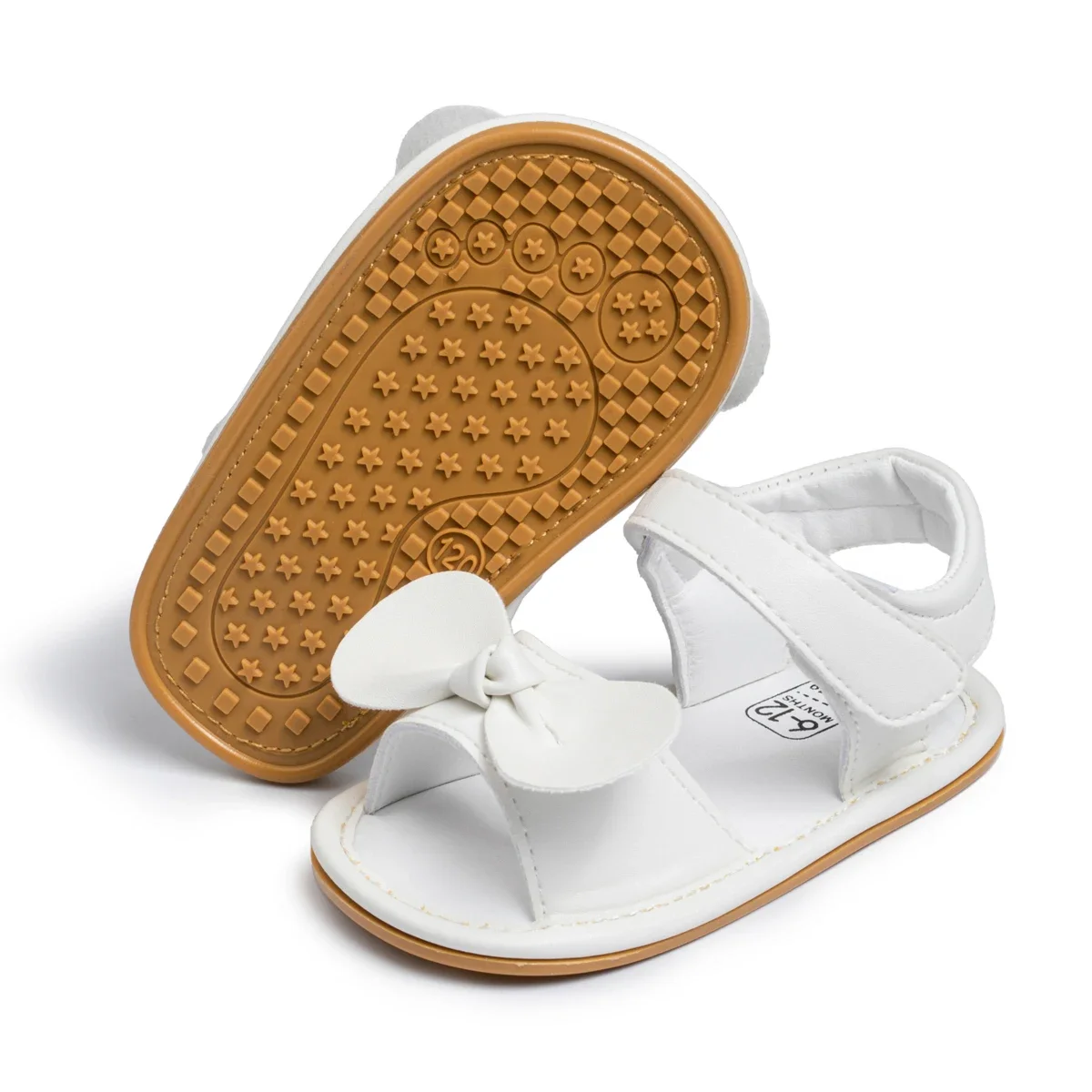 Meckior Baby Girls Sandals Toddler Rubber Sole Open Toe Summer Beach Shoes Casual Bowknot First Walker Princess Dress Shoes