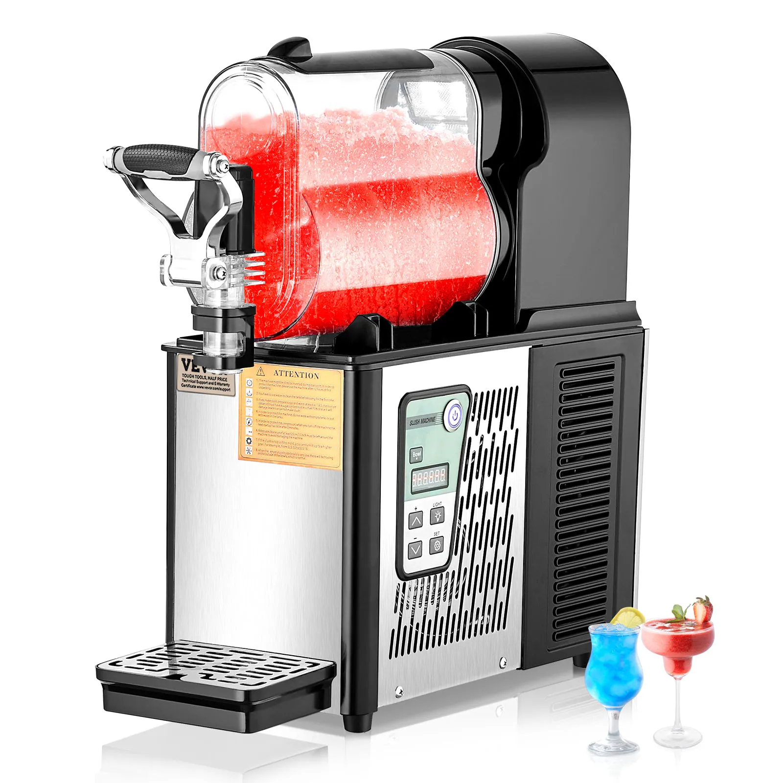 

SucceBuy 3L Commercial Slushy Machine Single Tank Frozen Drink Machine Stainless Steel Margarita Smoothie Frozen Drink Maker