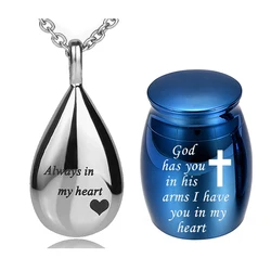 2Piece Cremation Urn Necklaces Teardrop Cremation Jewelry Memorial Locket Stainless Steel Keepsake Waterproof Pendant