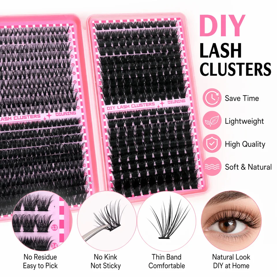 QIUNING Kit de Extensión de Pestañas de 800 Piezas, DIY, con Pegamento y Sellador, Pinzas 3