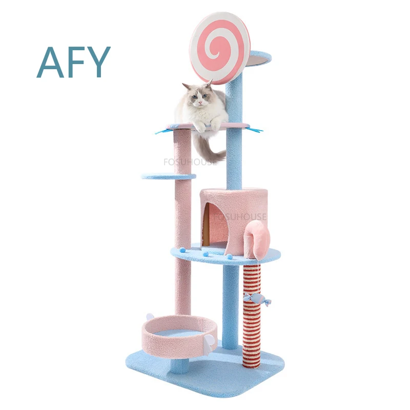 Nordic Solid Wood Sisal Cat Climbing Frame for Pet Furniture Candy Cat Paw Column Creative Household Pet Supplies Cat Nest
