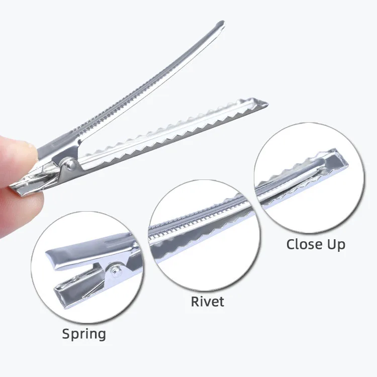 10Pcs Iron Duckbill Clip 2-7.5cm Long Makeup Hair Clips Hairpin Findings Alligator Teeth Salon For Styling Tool Hair Accessories