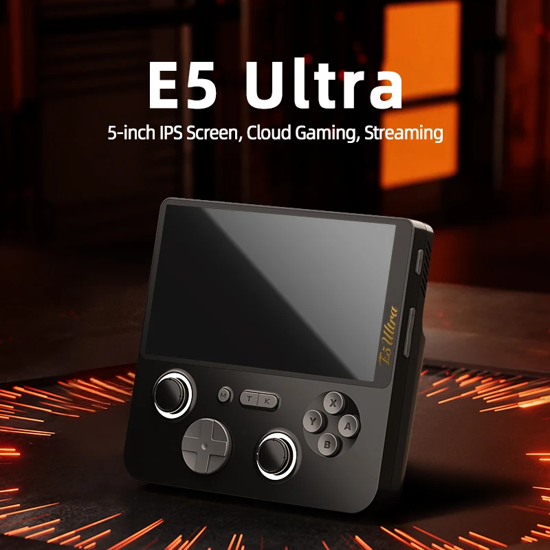 GAMEMT E5 وحدة تحكم ألعاب محمولة للغاية 5 بوصة 1280 × 720 IPS شاشة تعمل باللمس 5000 مللي أمبير في الساعة عصا تحكم ذات تأثير القاعة جهاز ألعاب محمول يعمل بنظام أندرويد