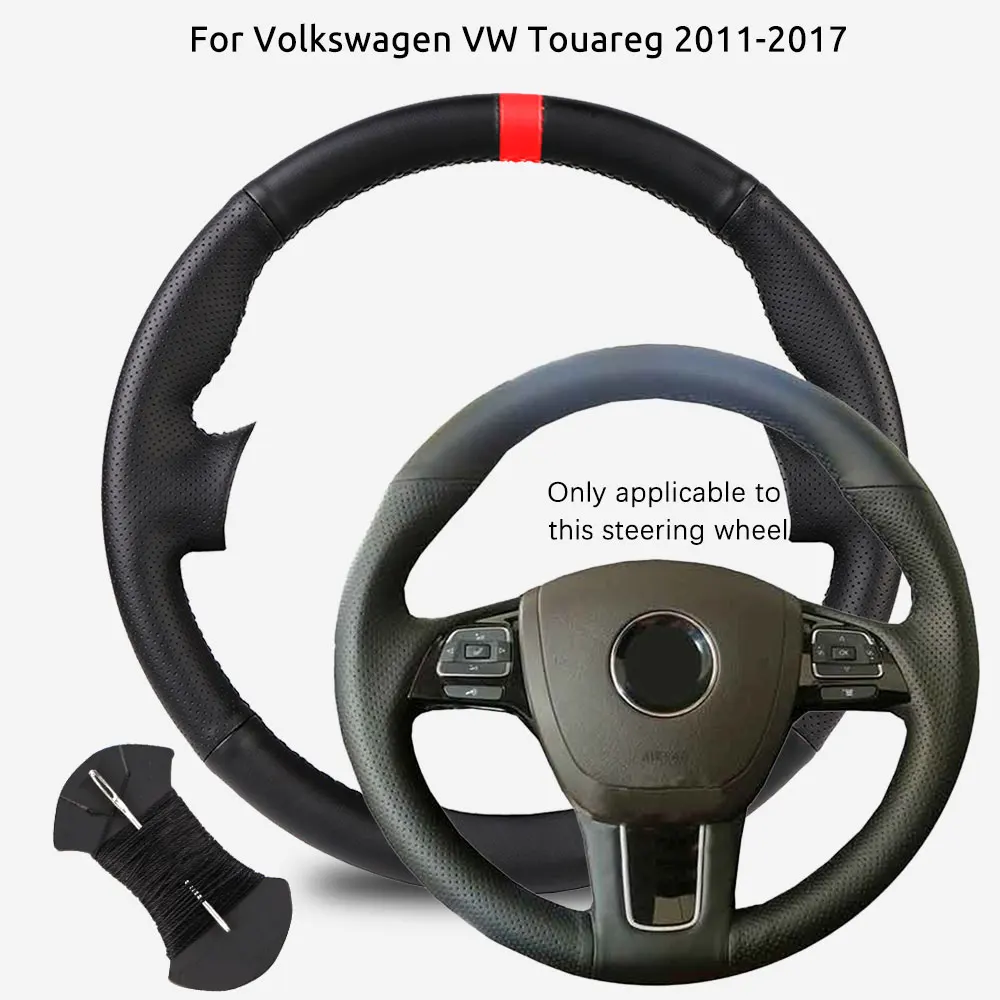

Customized Car Steering Wheel Braiding Cover For Volkswagen VW Touareg 2011-2017 Hand-sewn Steering Wrap