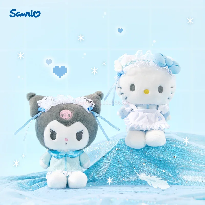 Sanrio Blue Fantasy Aqua Angel Series Hellokitty Kt Kuromi Cinnamoroll Pochacco Pendant Messenger Bag Plush Toys Room Decoration