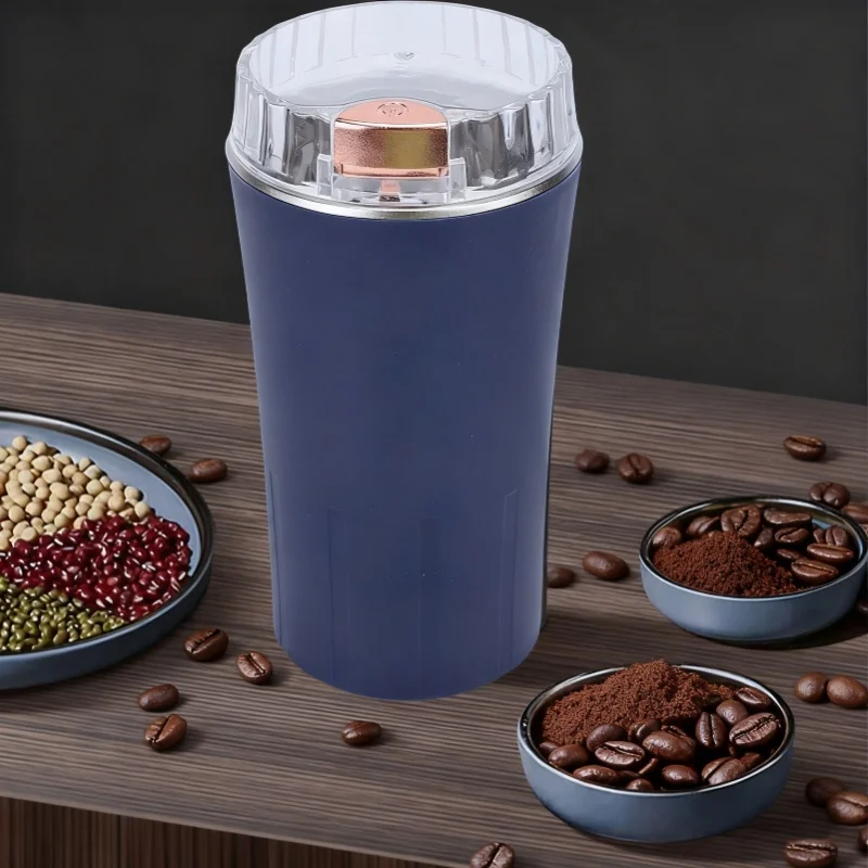 250ml Electric Coffee Grinder Stainless Steel Blades One Button Control With Spoon Brush For Kitchen Home