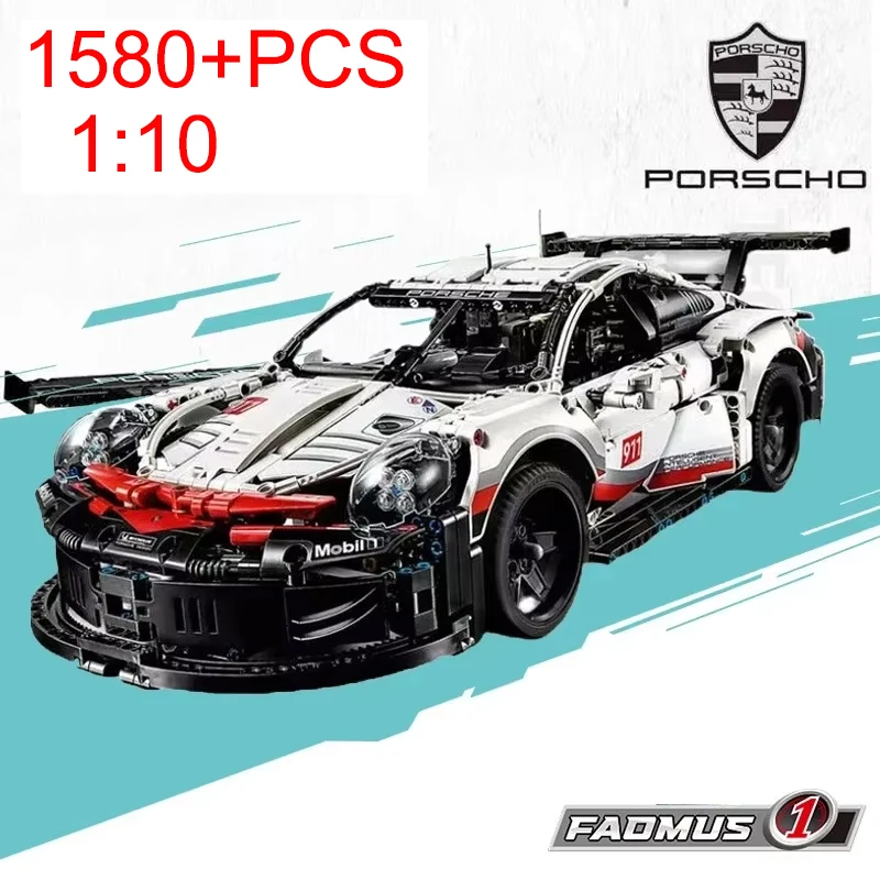 1580+PCS 1:10 Technical  Performance Compatible Building Blocks Racing Car Speed Sport Vehicle MOC Model Bricks Assembly Toy