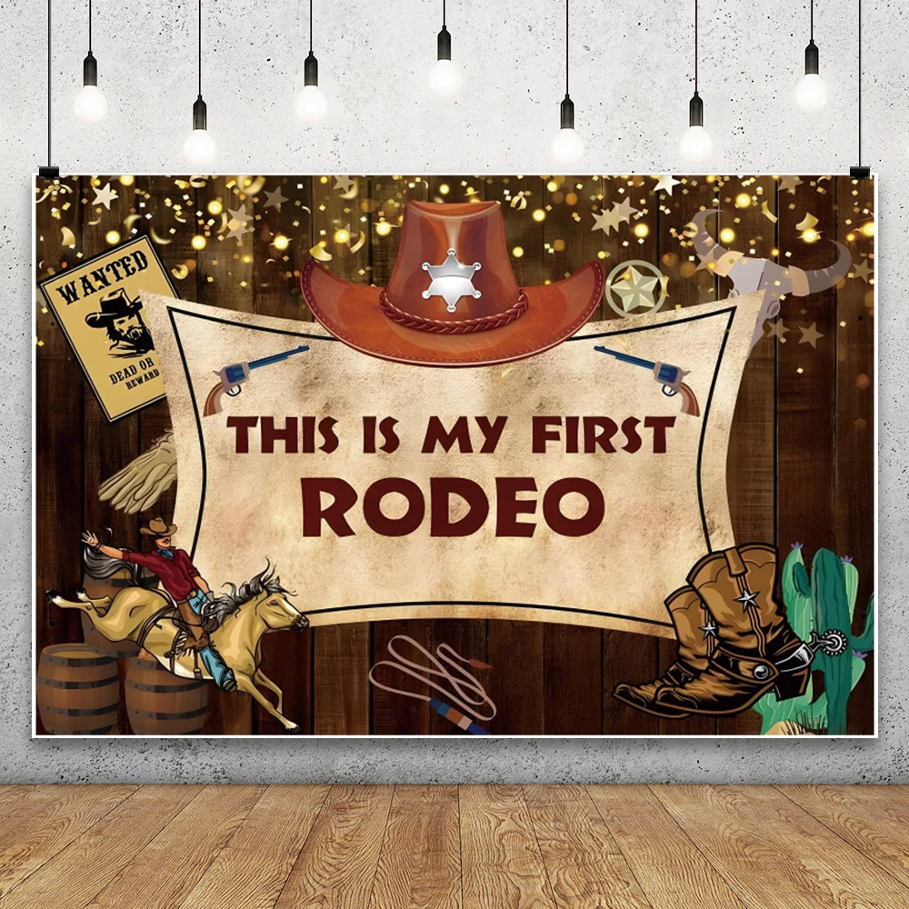 Western Cowboy First Rodeo Photography Background Baby Shower Kids 1st Birthday Horse Farm Saddle Welcome Party Decor Backdrops