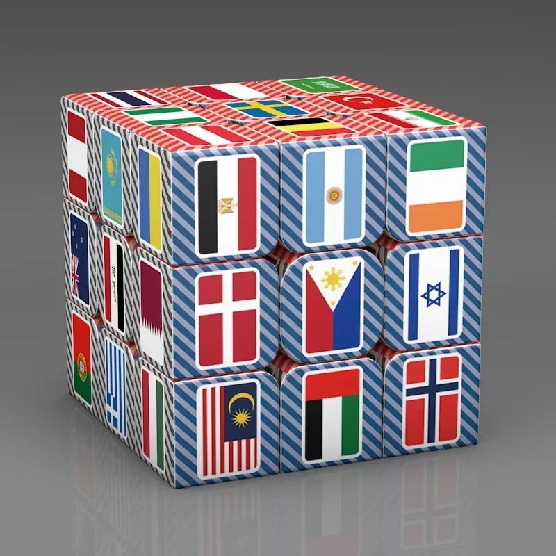 

3x3 Magic Puzzle Cube Printing National Flag Pattern Packing Cubo Children's Gifts Educational Fidget Speed Cube Toys For Kids