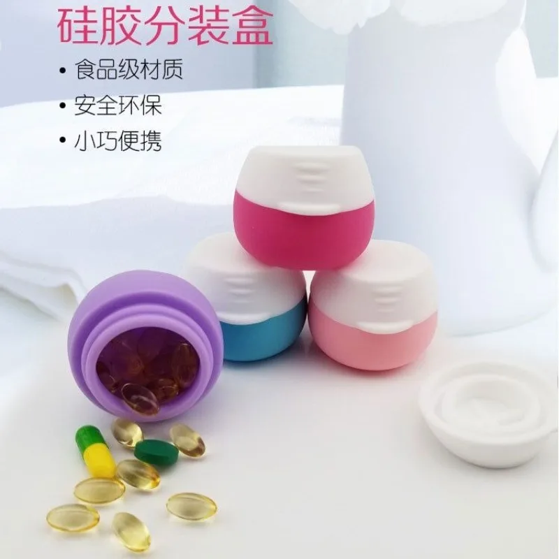 

25ML Mini Soft Silicone Pill Box Container Travel Portable Storage Cosmetic Foundation Cream Pill Storage Box Container ピルケース