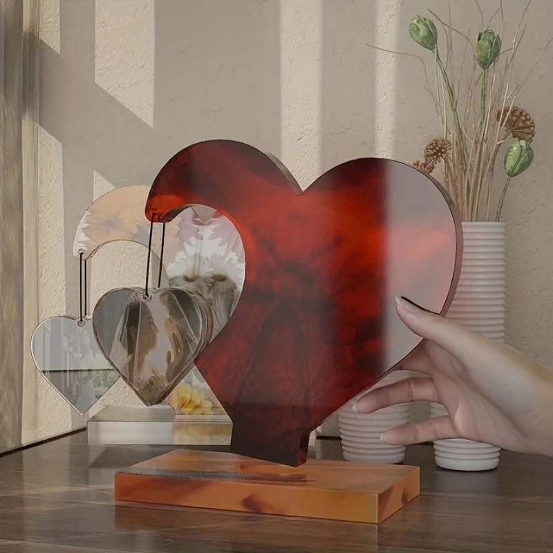 1 set of DIY heart-shaped photo display resin silicone casting mold, suitable for home wedding decorations and graduation souven