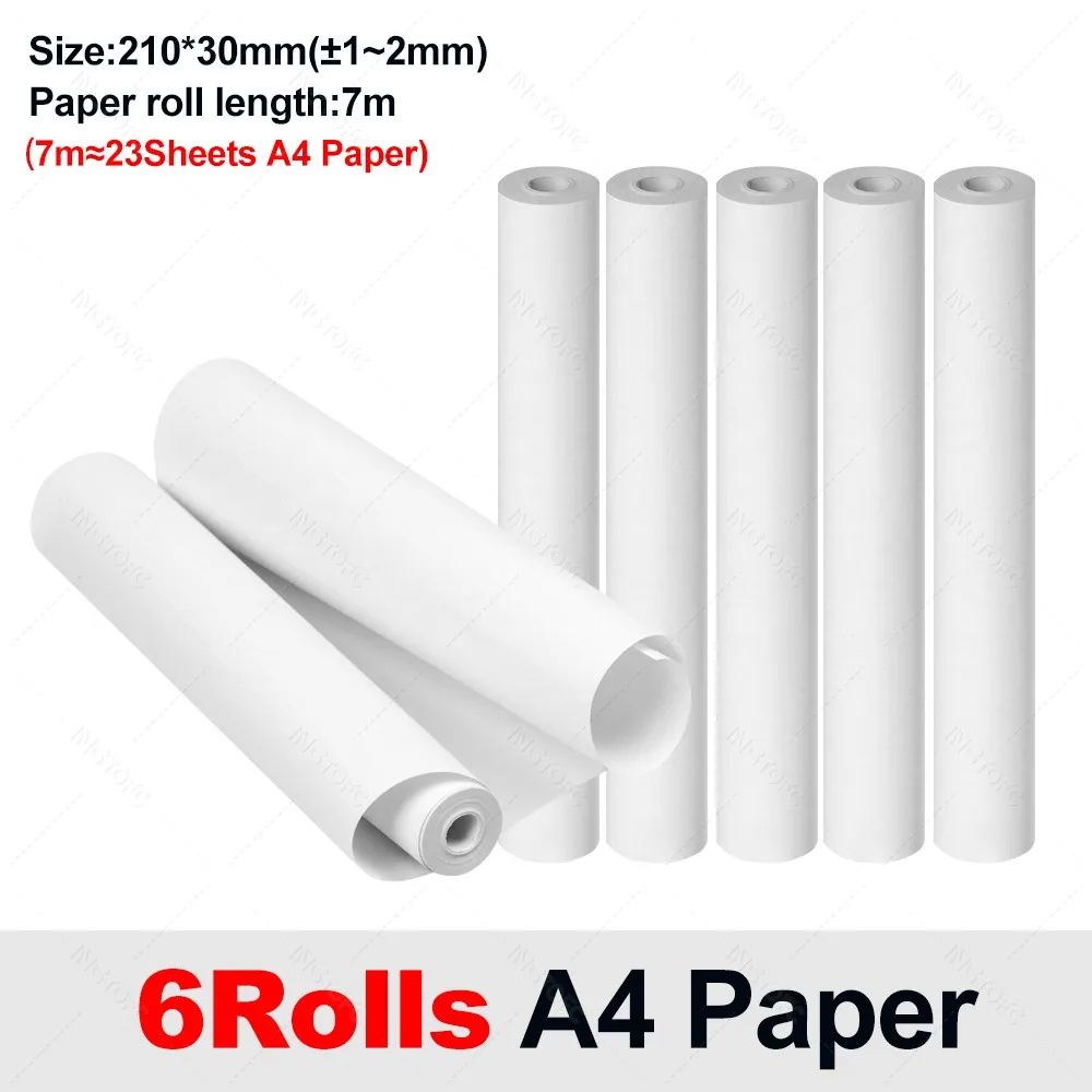 A4 Thermisch Papier 20 Rollen Thermisch Printpapier 210*30mm voor A4 Draadloze Bluetooth A40 Printer Papierrollen sneldrogend - afbeelding 1