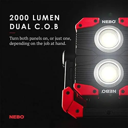 Nebo OMNI 2K 2000 Lumen Rechargeable Work Light/power bank (Worksite Light) NEB-WLT-0015 with EdisonBright USB Powered Reading L