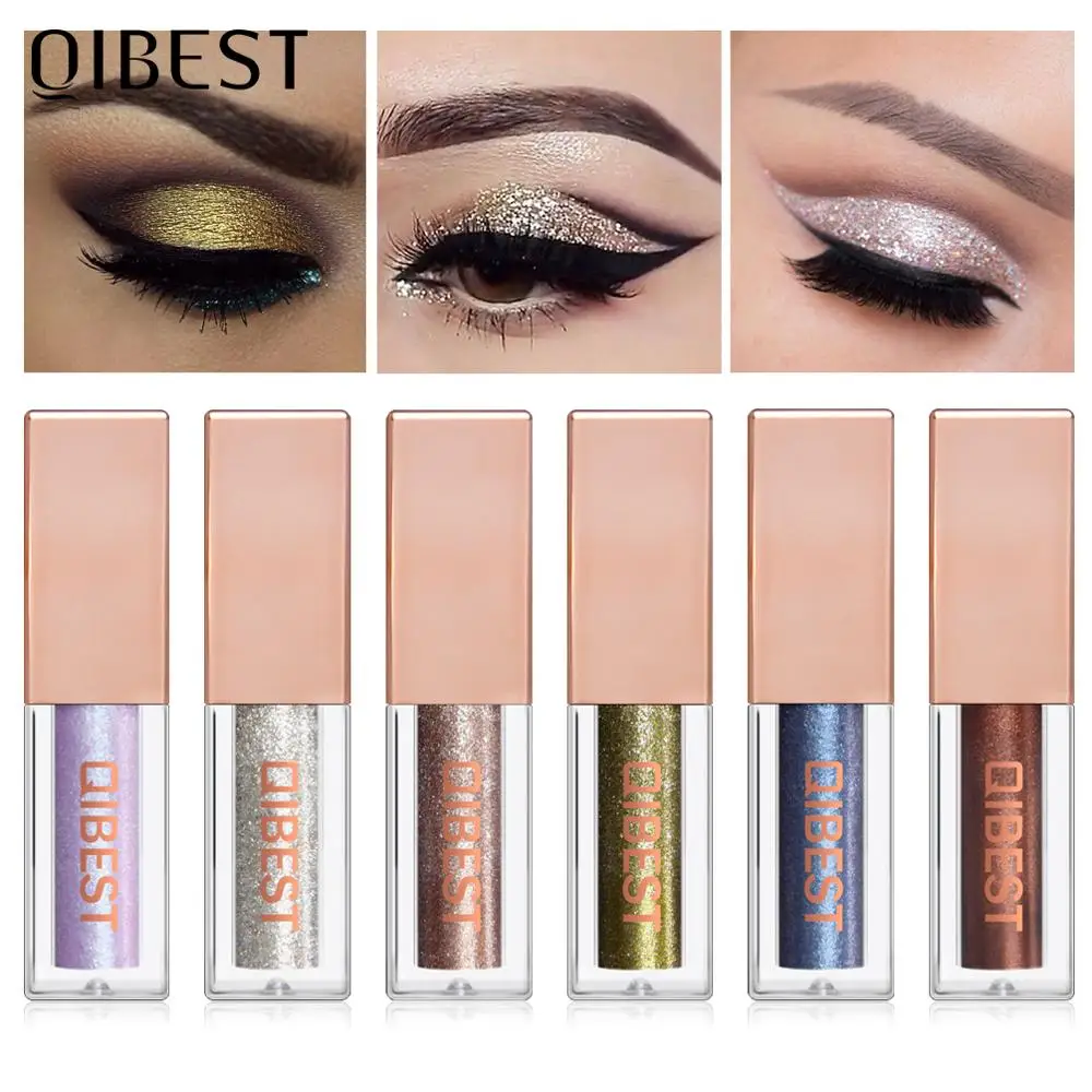 QIBEST 15 Colors Liquid Pigment Eyeshadow Light Waterproof Glitter Shimmer Metallic Diamond Liquid Eye Shadow Beauty Cosmetics