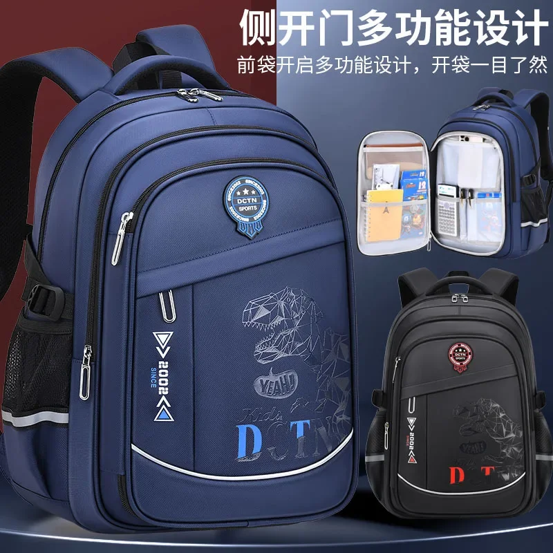 Kids Backpack in Primary Side Open Schoolbag for Teenager Boys Waterproof Backpacks Elementary School Students Book Bag