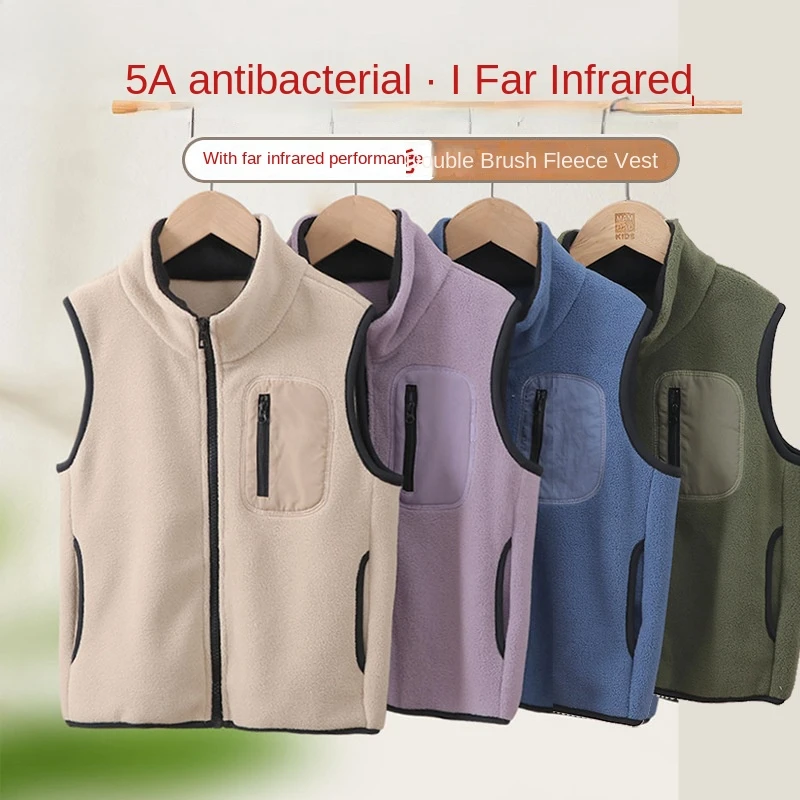 

4-18 Years Boys Girls Polar Fleece Vest Autumn Winter Thick Warm Teen Children Tops Outerwear 5A Antimicrobial Kids Waistcoats