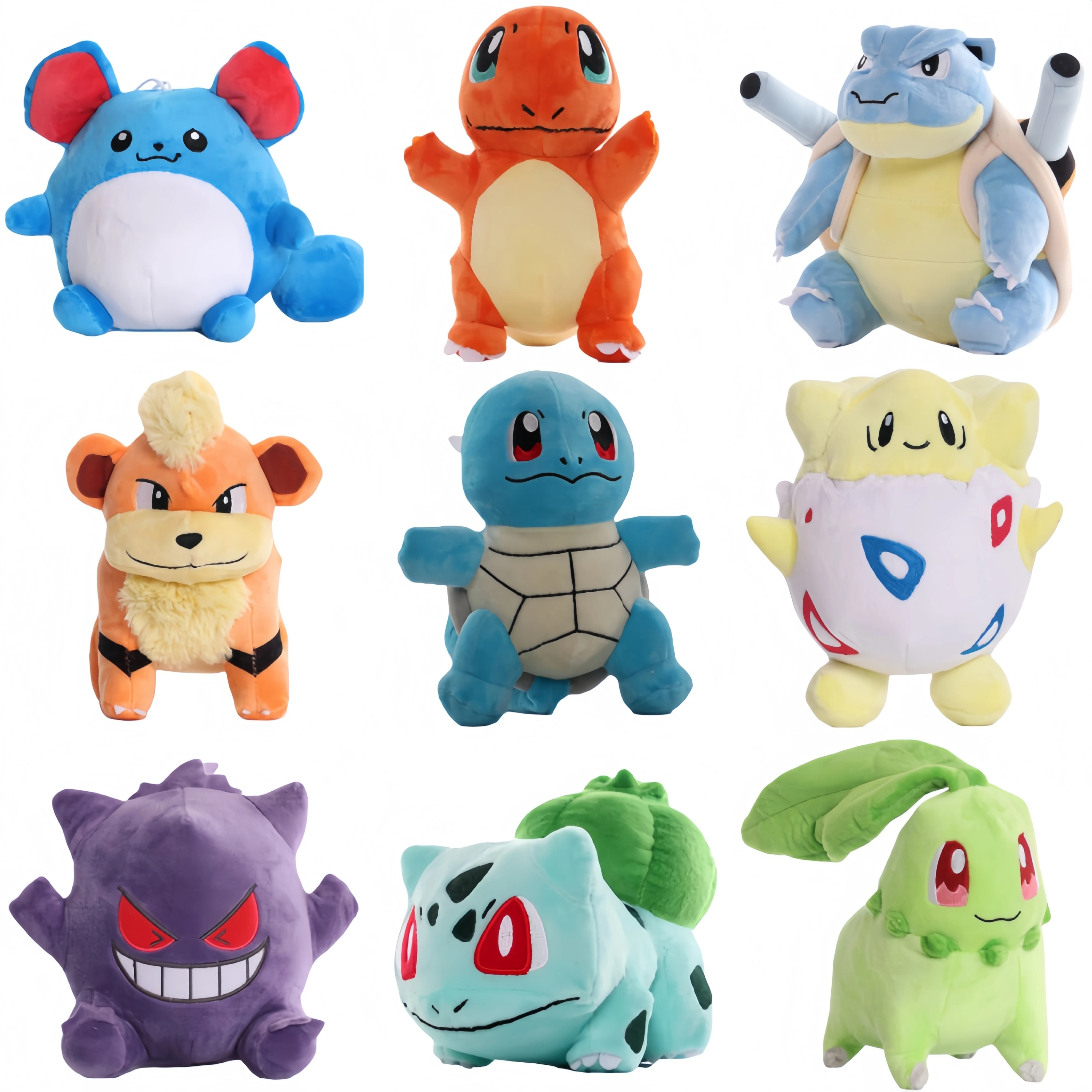 Pokemon Pikachu Peluche Squirtle Bulbasaur Charmander Peluche Blastoise Togepi Gengar Spheal Chikorita Peluches juguetes pasatiempos muñeca