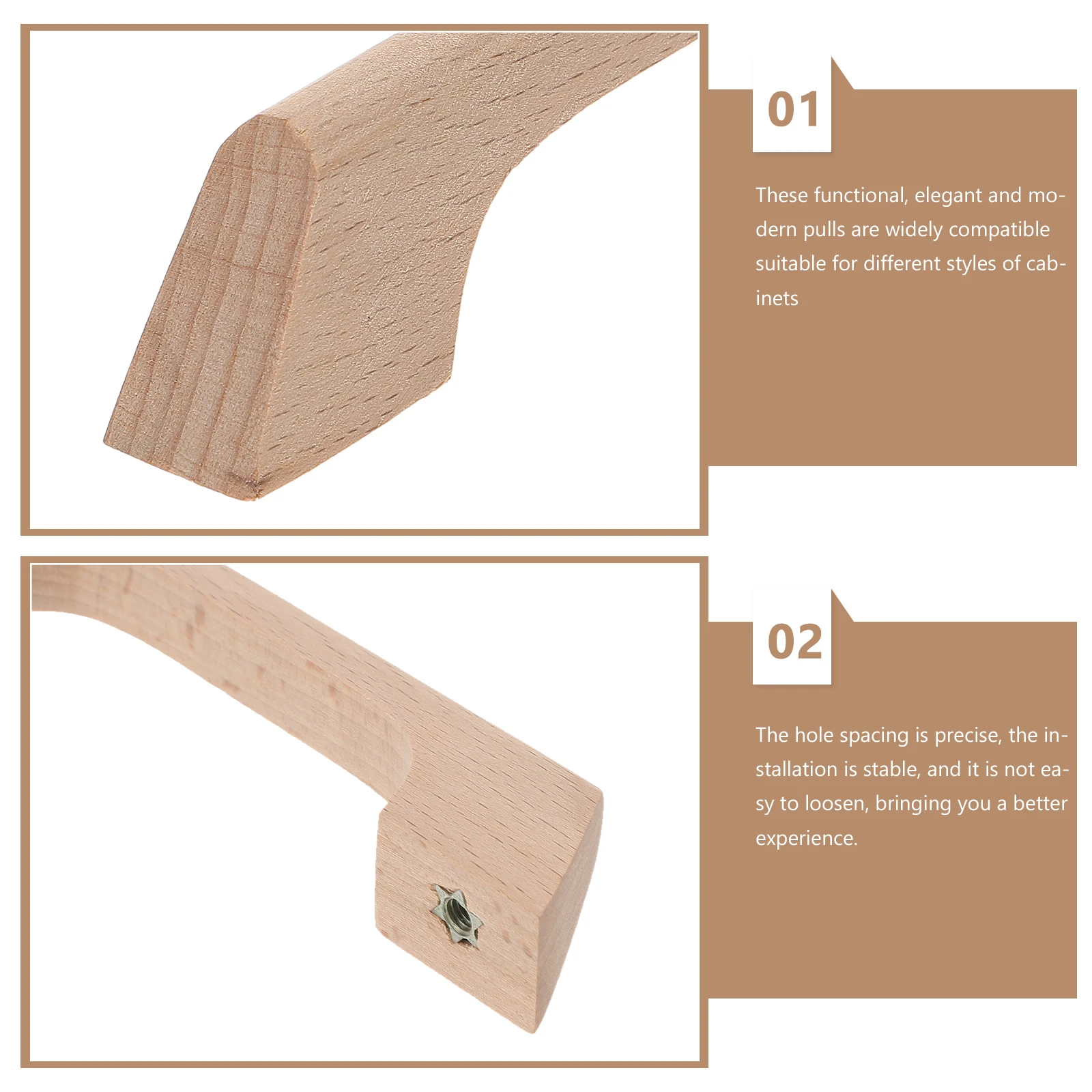 

4pcs Wooden Drawer Pulls Cabinet Door For Dresser Drawers Kitchen Cabinet Handles Wardrobe Cupboard Handles Modern Durable