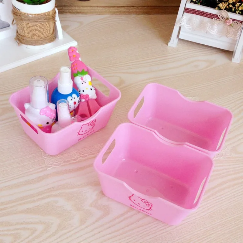 Sanrio Hello Kitty Cartoon Organizer Box Cute Desktop Plastic Sundries Storage Case Cosmetics Sundry Jewelry Stationery Box Gift