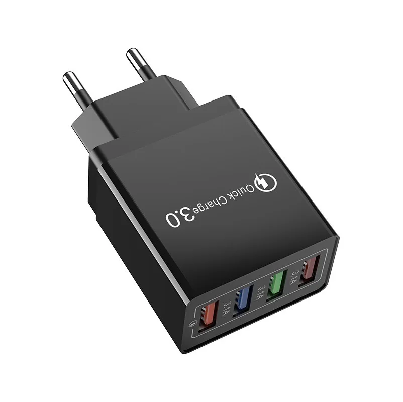 4 Ports USB Charger Quick Charge 3.0 For iPhone Samsung Xiaomi Tablet Wall Mobile Phone Charger Adapter EU US Plug Fast Charging