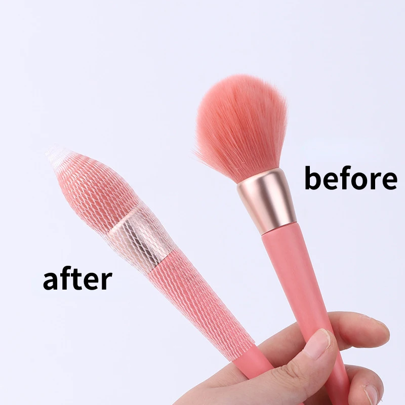 20 Stuks Mesh Flexibele Netbeschermers Bedekken Schede Schoonheid Witte Cosmetische Make-Up Borstels Bewaken Make-Up Gereedschap