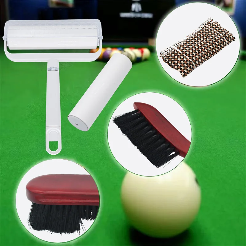 4 Pcs Pool Table Cleaning Brush Set with Nylon Bristle Brushes Cleaning Cloths Lint Roller