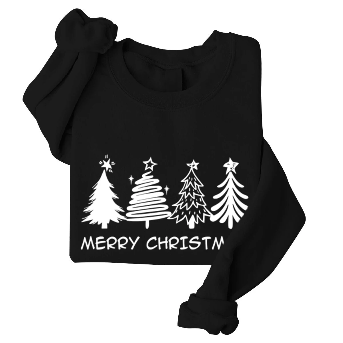 Frohe Weihnachten Sweatshirt Weihnachtsbaum Grafik Langarm Rundhalsausschnitt Damen Weihnachten Sweatshirts Urlaub Pullover Tops