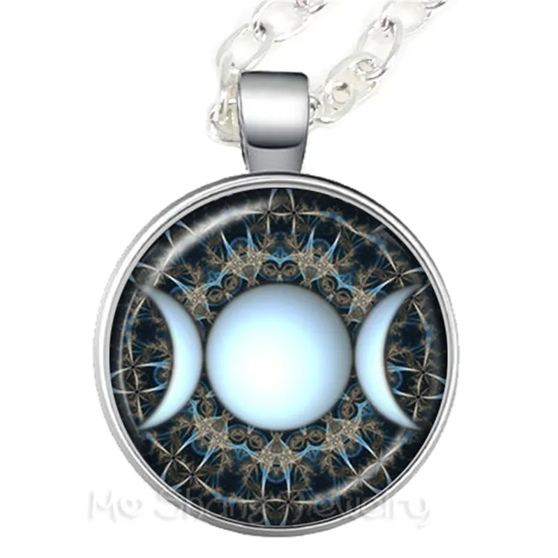 Triple Moon Goddess Wicca Pentagram Magic Amulet Talisman Women Moon Necklace Tibetan Vintage Jewelry Gift For Family Talisman