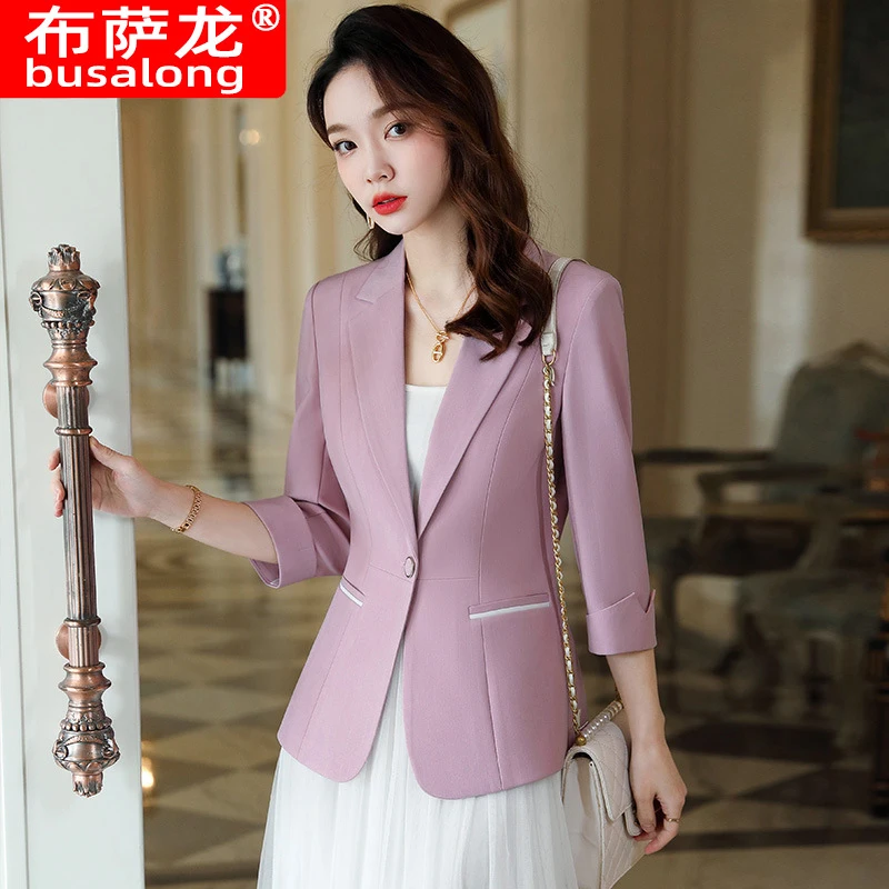 New style blazer with a business-like vibe, mid-sleeve professional suit jacket, formal women's single jacket workwear22802