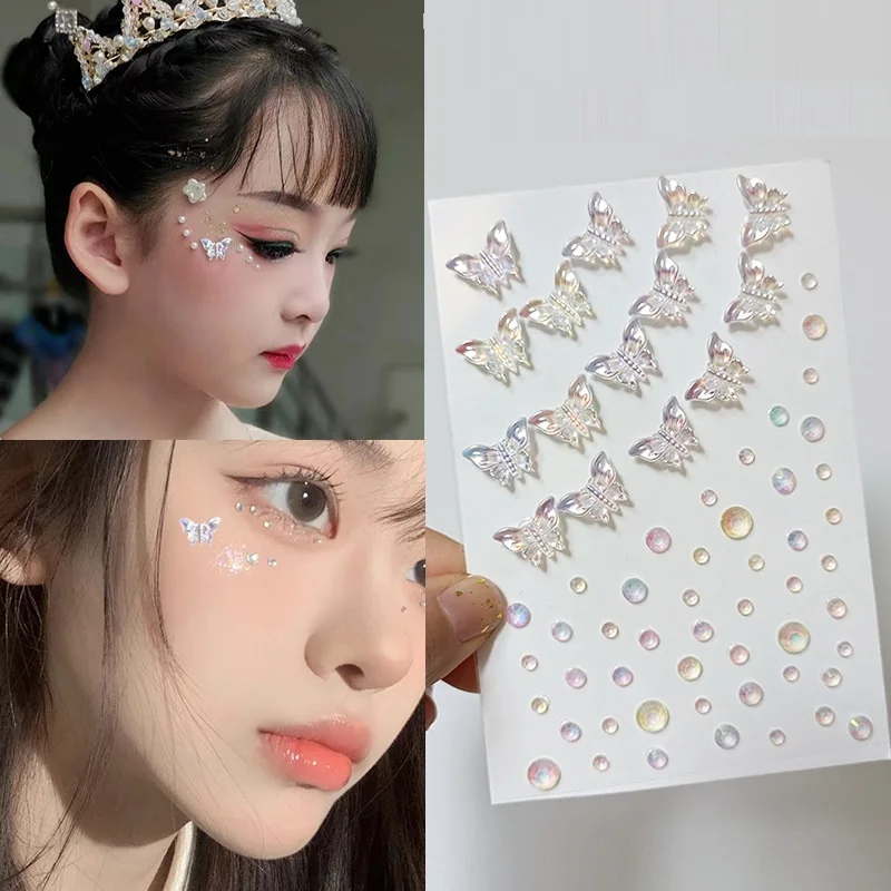 New Rhinestones for Face Festival Makeup Crystals Stickers for Kids Diamond Gems Jewelry Stickers Adhesive Glitters for Face