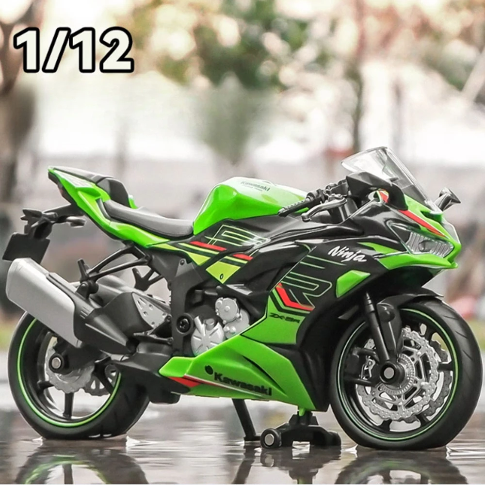 1:12 Kawasaki Ninja ZX-6R Cars Model Toys Diecast Alloy Miniature Motorcycle Front Wheel Steering Vehicles Decorative Boys Gifts