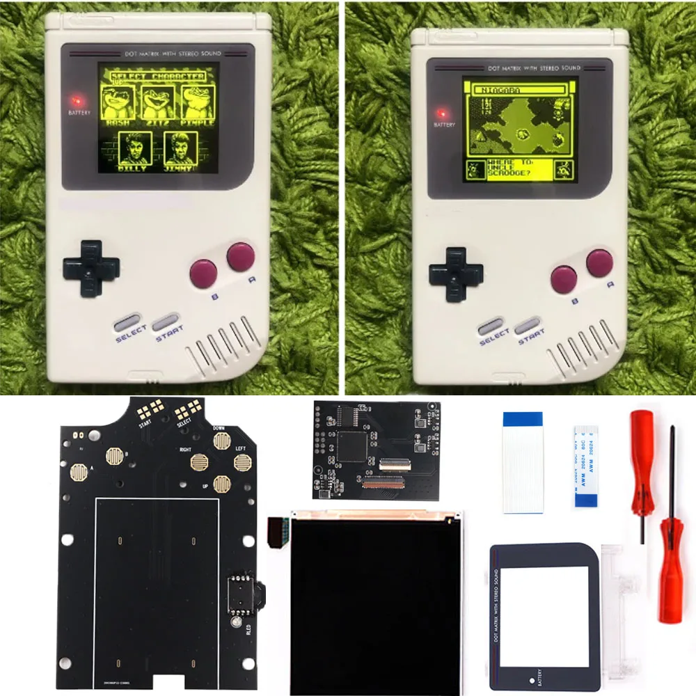 HISPEEDIDO GBO Q5 Larger Display Backlight IPS LCD Mod Kit for Gameboy DMG GBO RIPS Q5 OSD Replacements Screen with New Shell