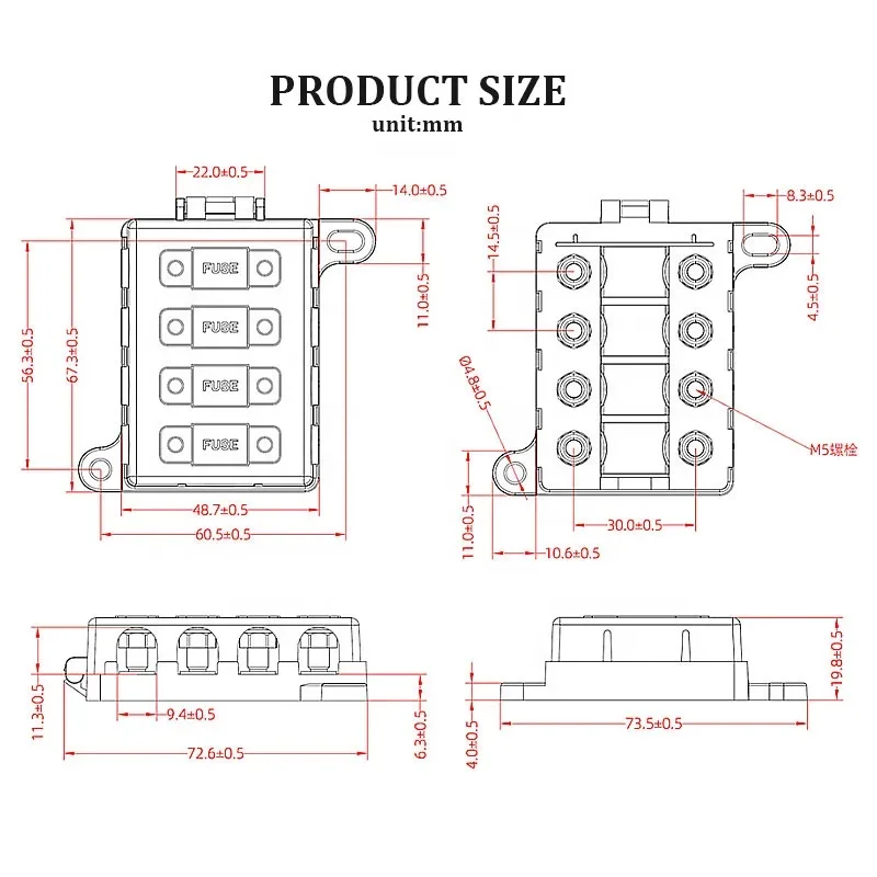 Tempat Sekring Kotak Sekring Midi Baut 32V 4WAY