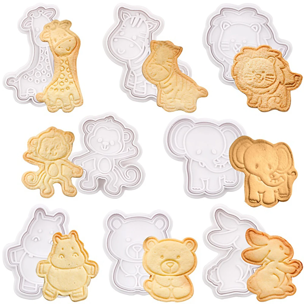 

4pcs Animal Cookie Plunger Cutter Cartoon Baking Mould Cookie Stamp Biscuit DIY Mold Fondant Cake Decorating Tools