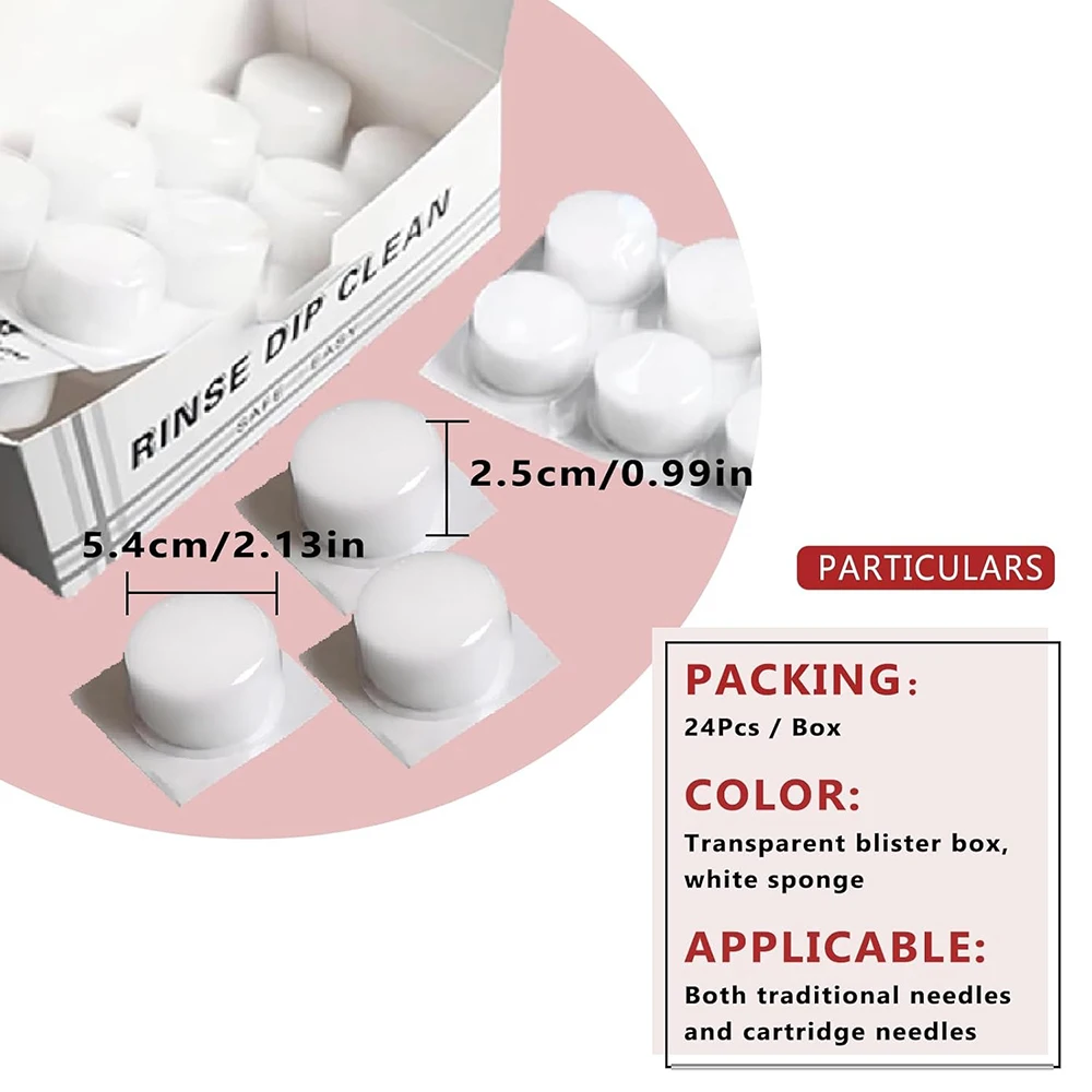 Tattoo Dip Foam Disposable Rinse Caps Foam Sponge Cups for Needles Tip Rinse Cartridge Dip Foam Cleaning Cup Tattoo Accessoies