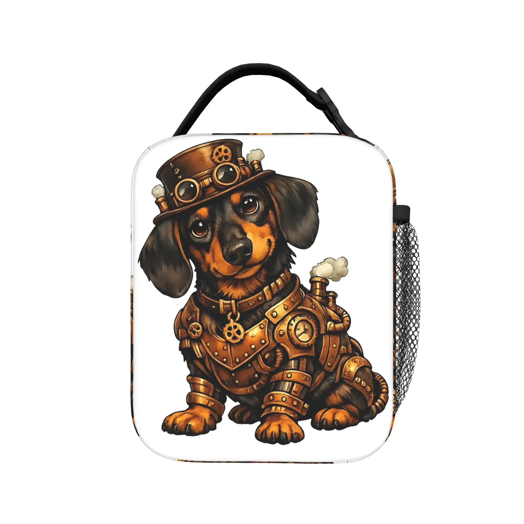 

Lunch Bag Mechanical Dachshund Art Cute Dachshund Office Lunch Box For Girls Fun Portable Insulated Print Thermal Lunch Bags
