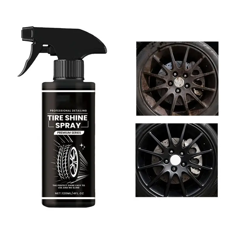 Tire Shine Spray Tire Shine Dressing -Automotive Clear Tire Dressing Spray Glossy Wet Tire Look Vinyl Plastic Polishing Spray