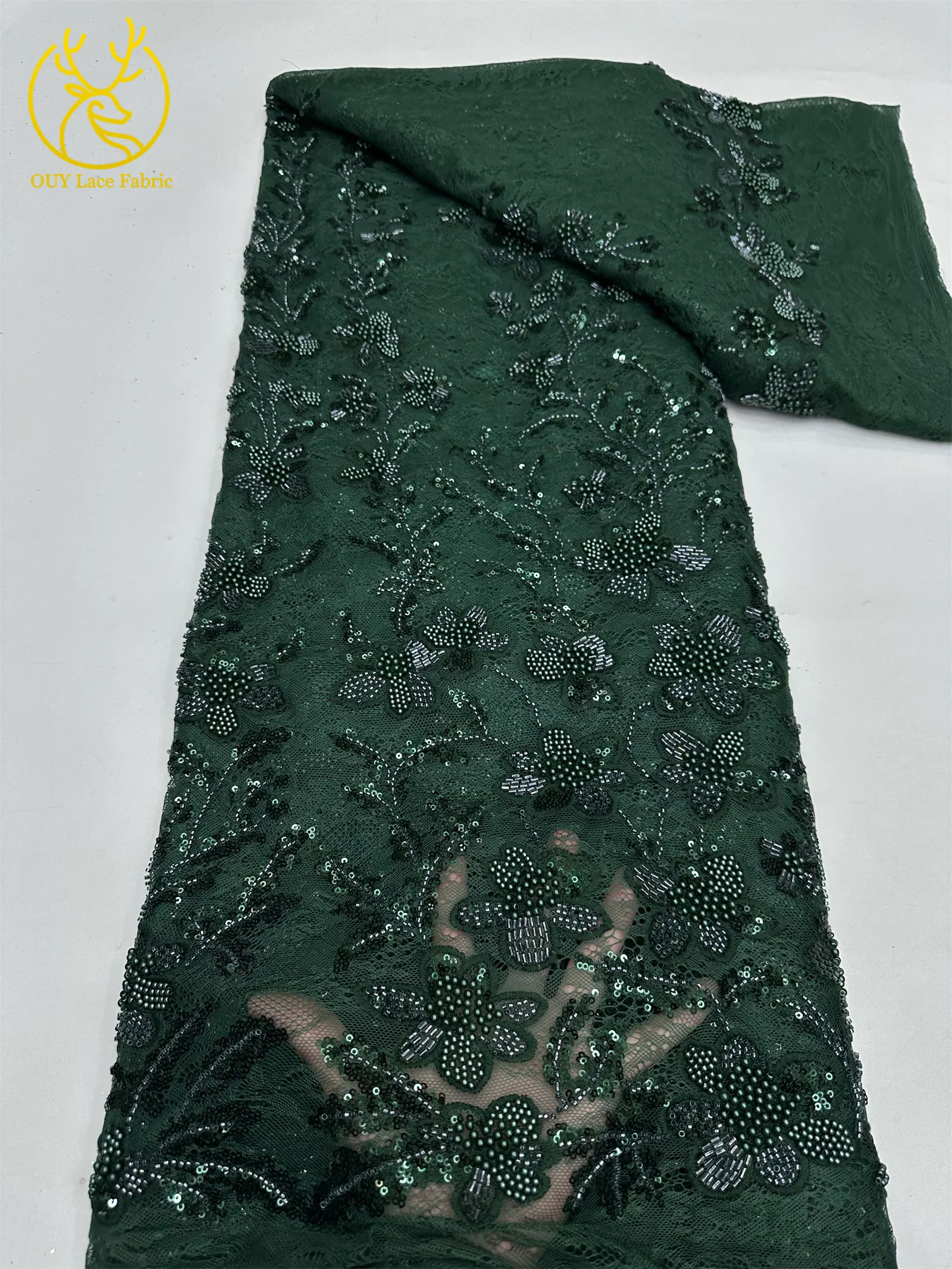 Afrikanischer Bräutigam Bestickter Pailletten-Spitzenstoff 2026 Luxuriöser Marineblauer Französischer Perlen-Spitzenstoff für Braut-Hochzeitskleider und Partykleider zum Nähen – Detail 21