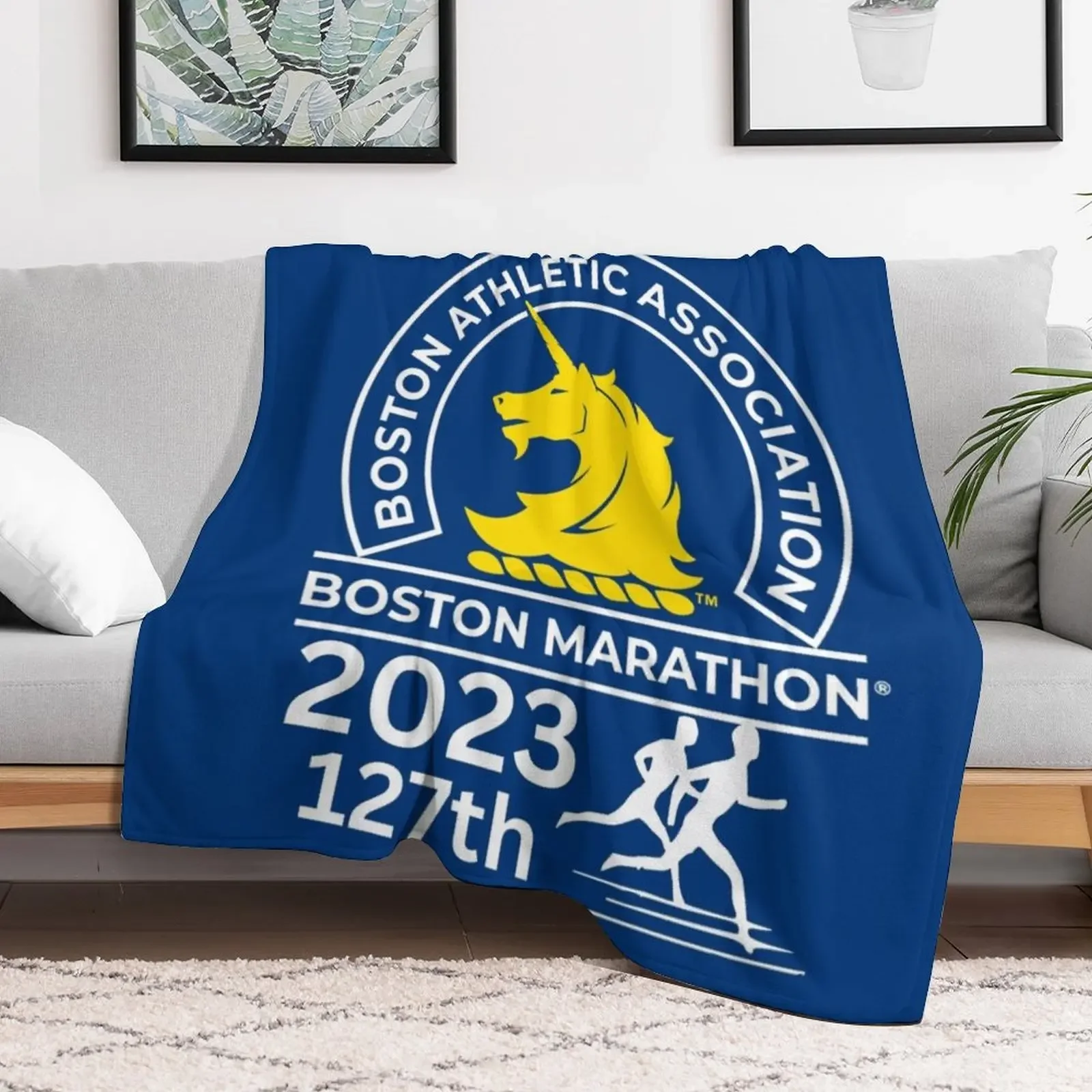 Boston Marathon 2023 Throw Blanket Soft Comfort Blanket for Reading Watching TV