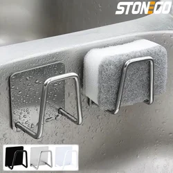 Kitchen 304 Stainless Steel Sponges Holder Self Adhesive Sink Sponge Drainer Drying Rack Kitchen Accessories Storage Organizer