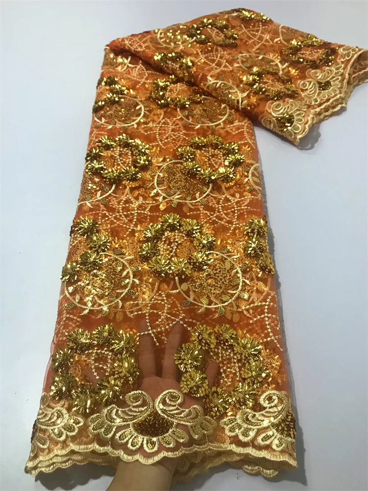 Tecido De Renda De Tule Francês De Ouro, Bordado Líquido, Lantejoulas Africanas, Vestidos De Festa De Mulheres, Alta Qualidade, JL18, 5 Jardas, 2023