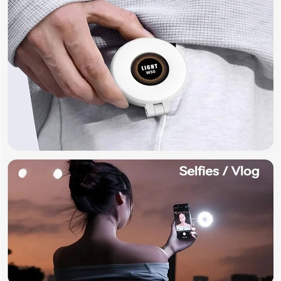 2in1 Portable Foldable Magnetic Rechargeable Ring Fill Light Phone Holder Perfect for Travel, Desktop, Selfies, Video, Makeup