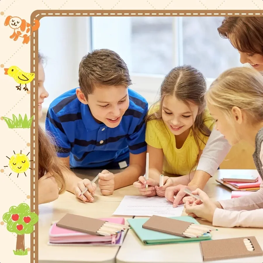 Ctosree 50 Packungen Mini-Buntstifte in großen Mengen, 8,9 cm, Malstifte, Zeichenstift in Kraftboxen, Geschenktüten, Geschenke für Erwachsene, Klassenzimmer