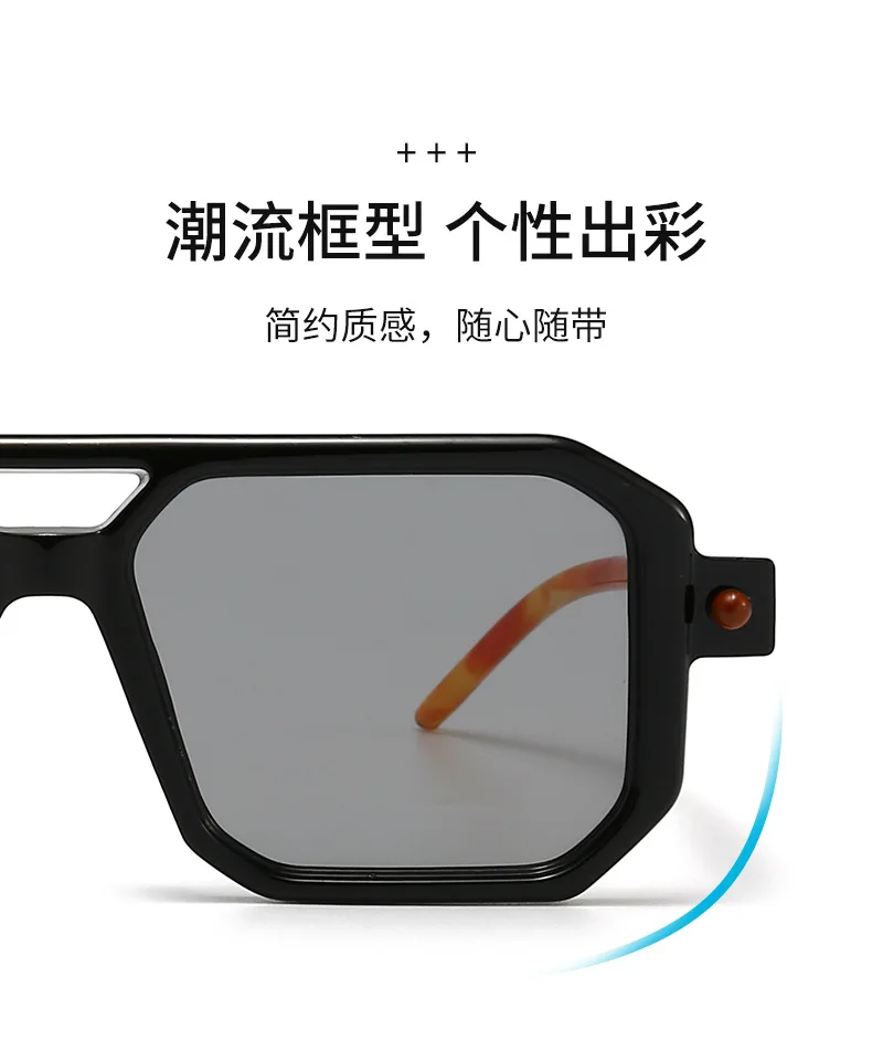 Polygon-Sonnenbrille, rechteckig, modisch, beliebt, für Damen und Herren, quadratische Sonnenbrille für Damen und Herren, Sommer-Reisebrille – Detail 2