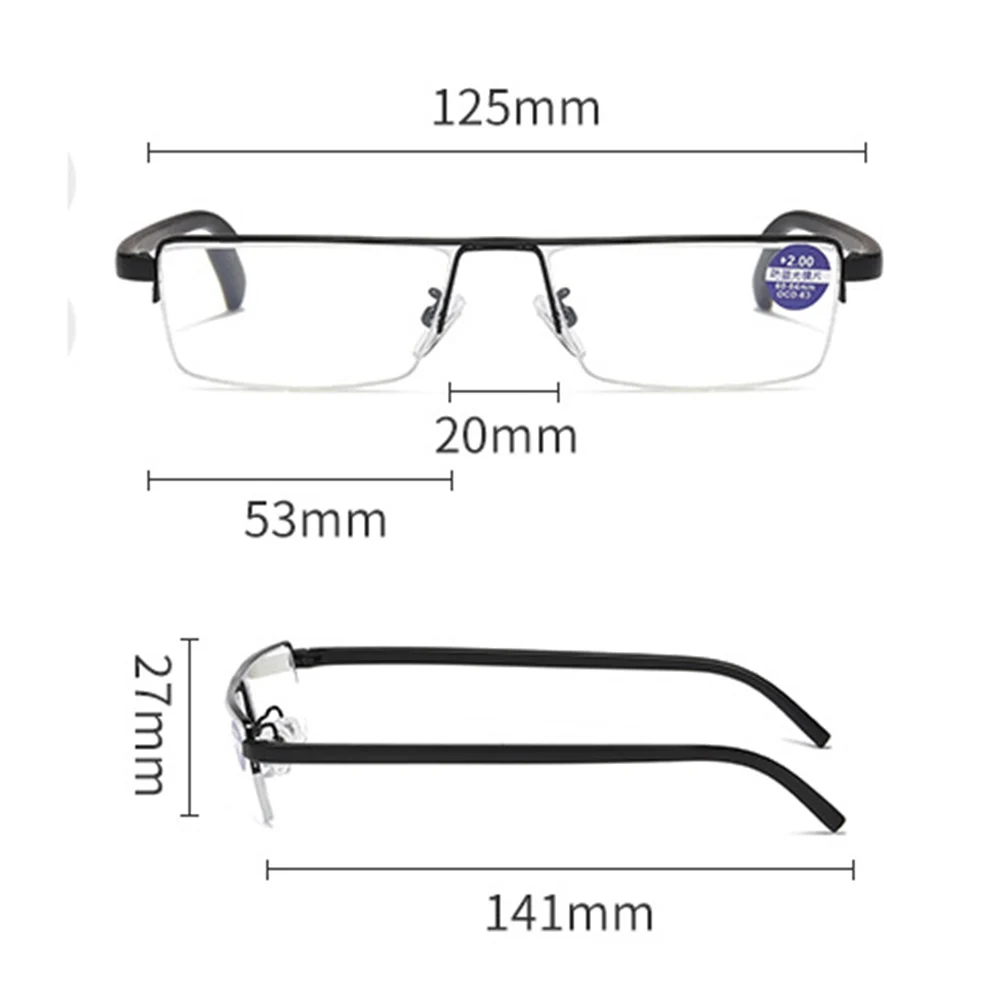 Kacamata baca hitam gaya Kantor Eksekutif untuk pria dengan casing portabel + 0.75 + 1 + 1.25 + 1.5 + 1.75 + 2 + 2.5 to + 4