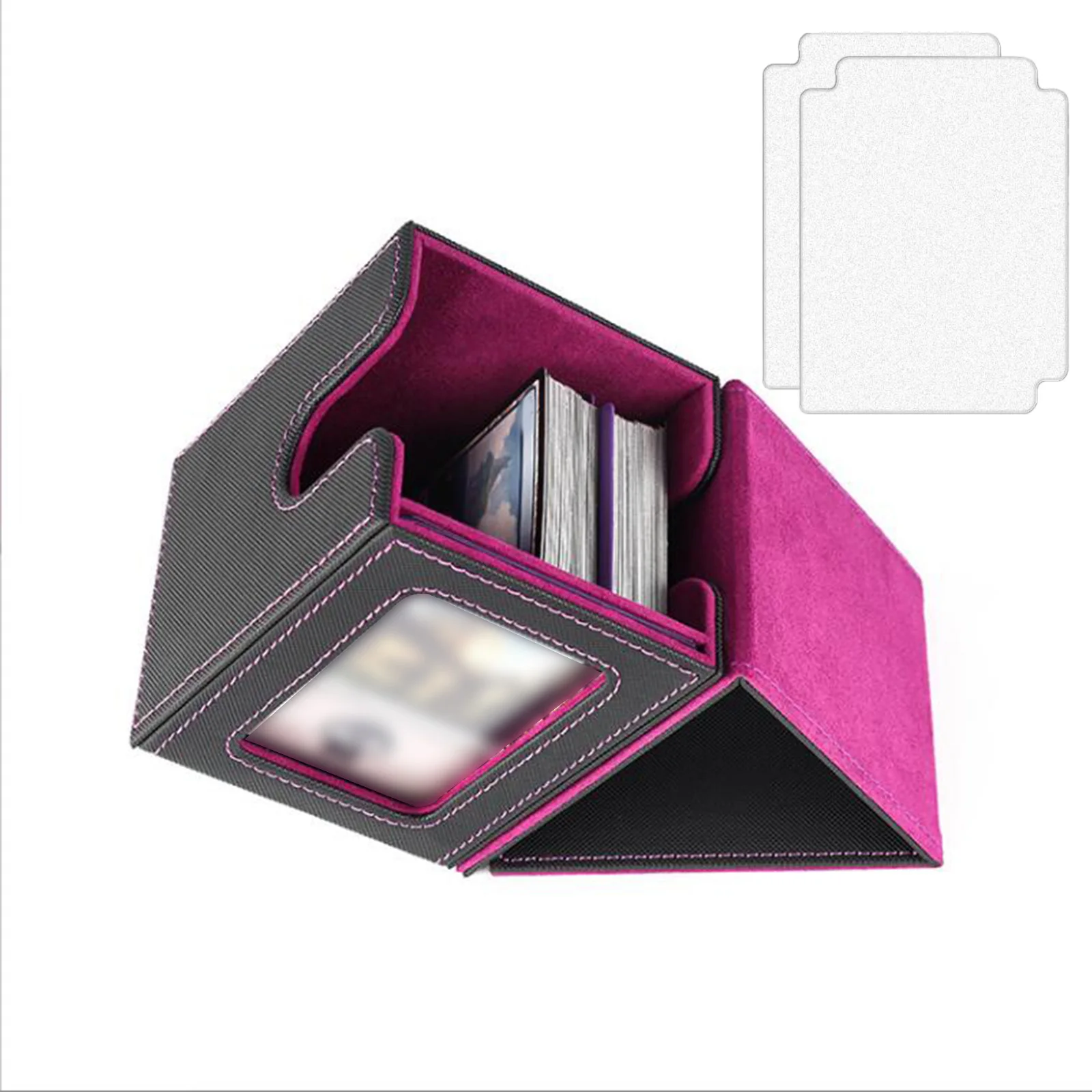 Trading Card Deck Box Card Deck Case Display Closure with 2 Movable Dividers for Baseball Card Sports Cards Collectible Cards