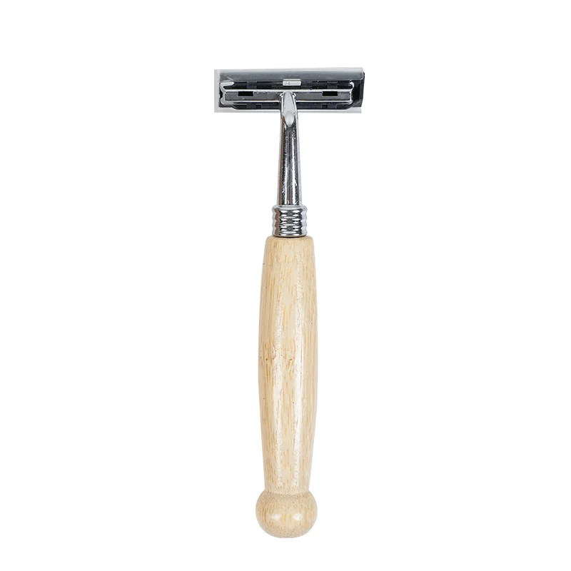 

Safety Razor Wet Shaving Classic Manual Shavers Wood handle replaceable head shaver stainless steel manual