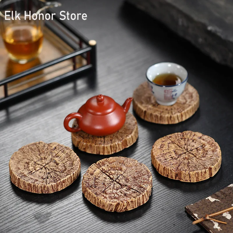 Yixing Raw Ore Purple Clay Teapot Tray Handmade Tea Tray Creative Simulated Stump Wood Grain Traditional Tea Accessories Gifts